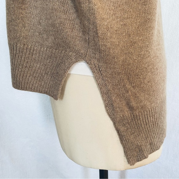 Pure cashmere tan melange funnel neck relaxed fit sweater - Picture 4 of 6